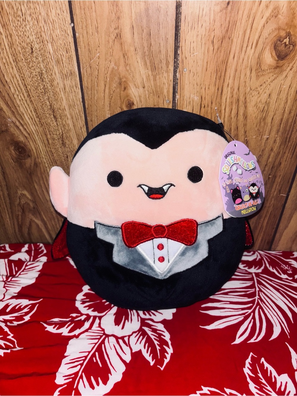 Kellytoy Squishmallows Vampire Plush in Black, Pink & Red